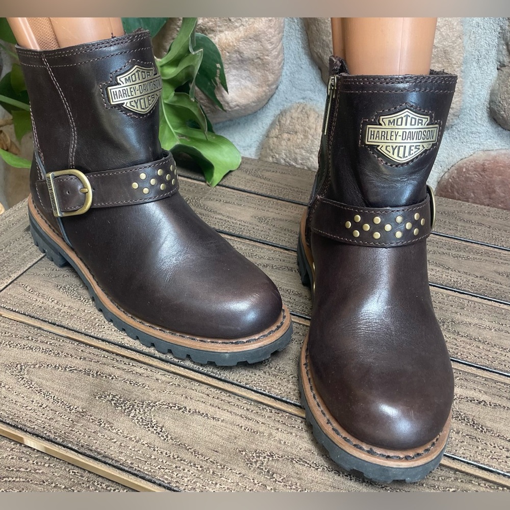 Harley-Davidson Brantley 5-Inch Brown Leather Motorcycle Boots Booties 8